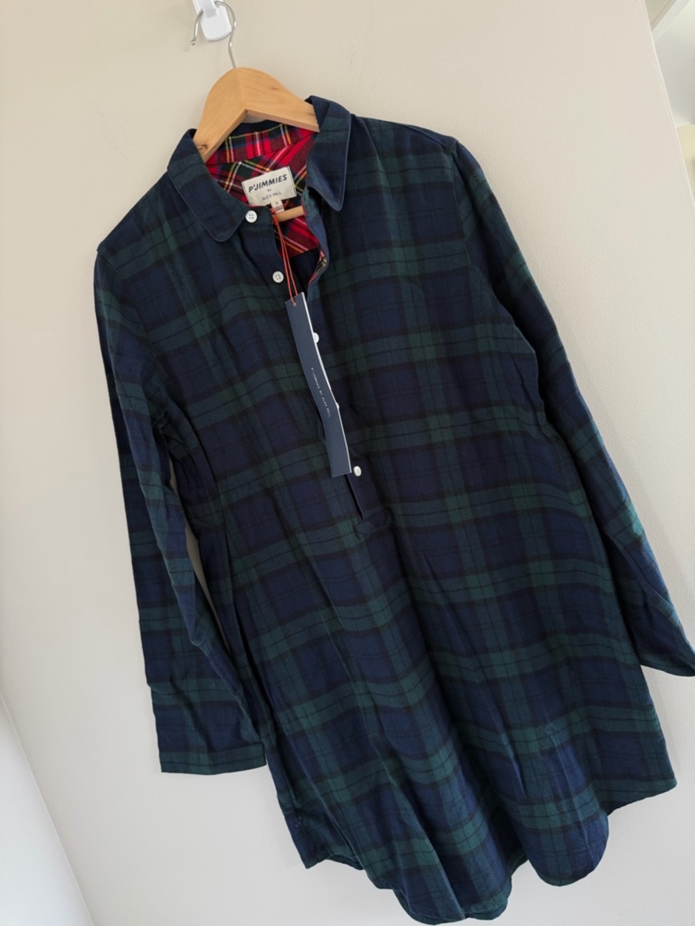 NWT Alex Mill Plaid Flannel Nightshirt Dress  Womens Small Cotton Cozy Cabincore